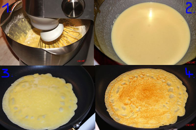Fotopostup přípravy a pečení palačinek