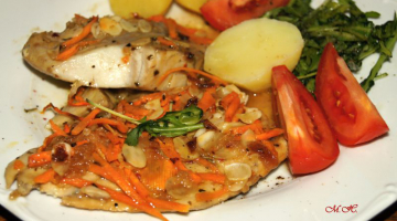 Pečená treska na víně s mandlovými lupínky